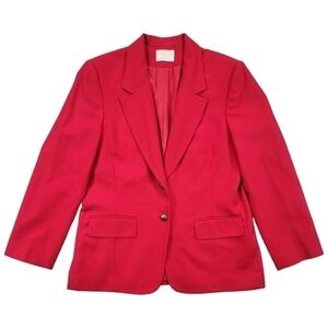 Vintage Pendleton Blazer‎ Womens Size 12 Red 2 Button Jacket Virgin Wool Career